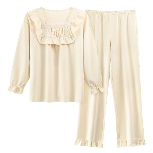 睦隆世家 蕾丝亲肤舒适透气抑菌可外穿睡衣套装 女款