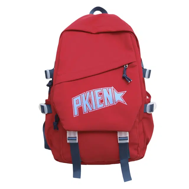 蔻蒂熊 日系大容量休闲百搭轻便书包大学生个性设计时尚 涤纶 双肩包 常规 青少年 黑色/红色/黄色/蓝色