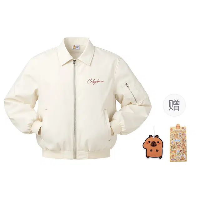 卡皮巴拉小黄豚 美式高街高级感简约情侣款外穿通勤韩版运动休闲春秋潮牌宽松舒适青少年夹克外套 男女同款