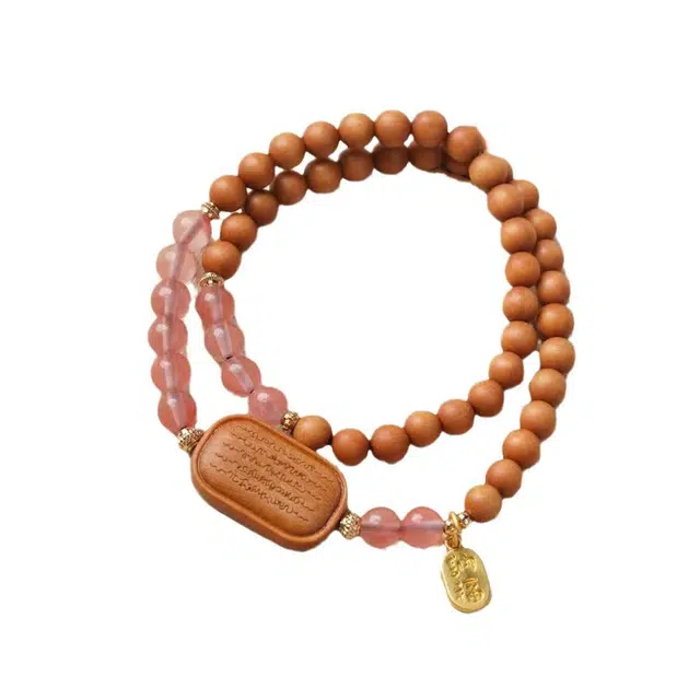 舞依翡 简约文玩五条经文佛珠搭配文玩#好运 芭比檀香 手串 女款