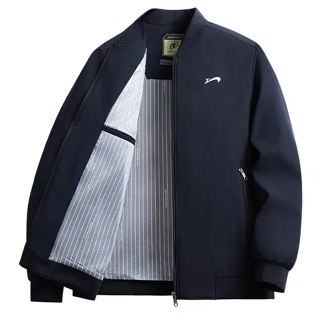 贵人鸟 轻商务系列 休闲行政百搭纯色格纹内里防风拒水立领茄克爸爸装中年夹克外套 男款