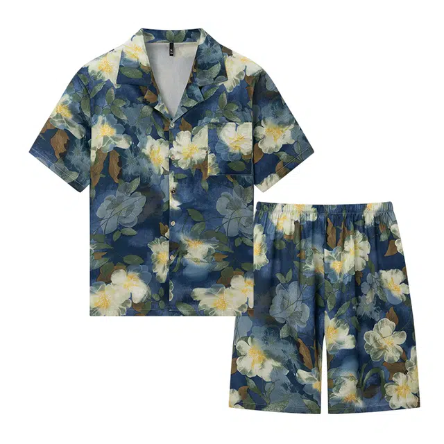 好福份 夏季男舒适亲肤复古短袖家居服睡衣套装 男款