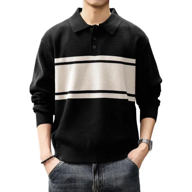 贵色 青少年学院风潮流百搭条纹撞色长袖上衣日系风格日常出行穿搭重磅休闲针织衫 男女同款