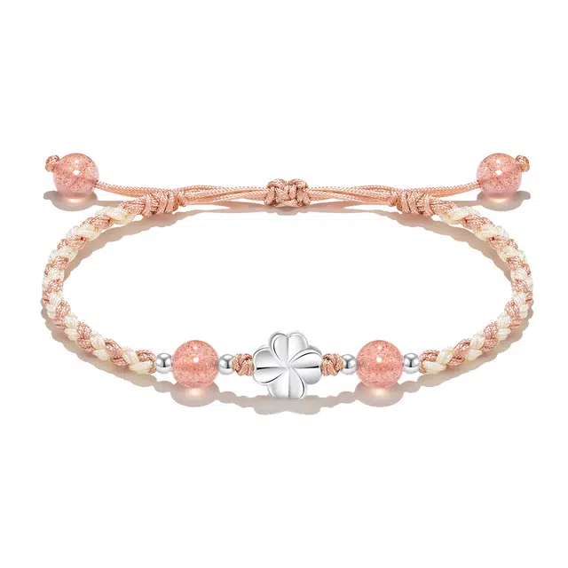 【普陀山官方已过香】 普陀山文创 幸运四叶草新中式国风简约小清新轻奢高级感甜美浪漫氛围感日常百搭#好运 草莓晶 手绳 男女同款情侣款