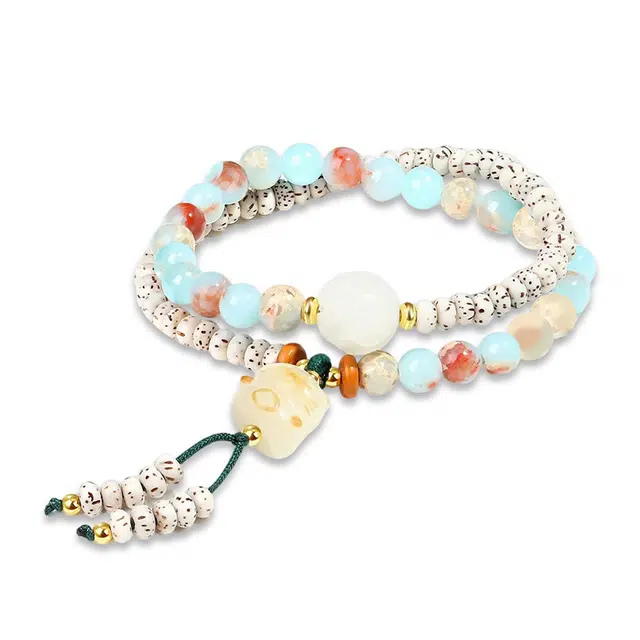 【八方来财-招财猫】 百慕眸 炭烧猫爪多圈叠戴双圈 新中式文玩串珠  闺蜜百搭个性设计首饰转运手链 #好运 星月菩提 手串 男女同款情侣款