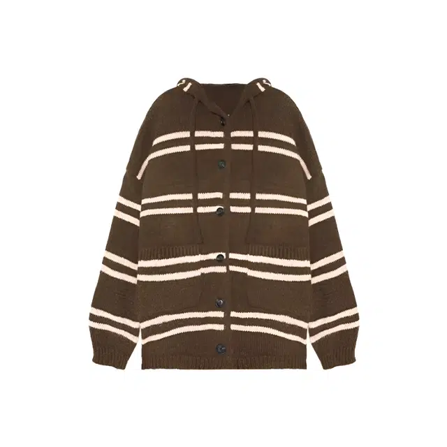 木清清 时尚条纹松软连帽开衫宽松通勤长袖针织衫 女款