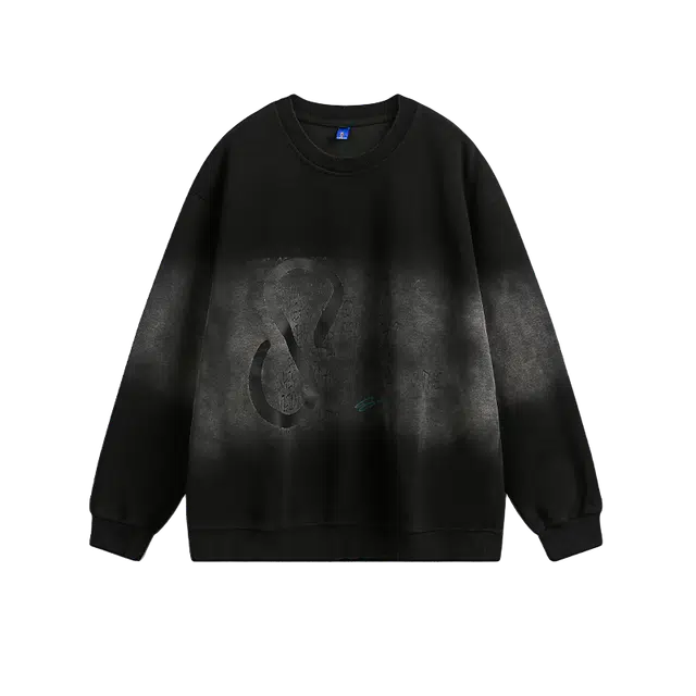 奇迹街区 美式复古潮牌街头宽松百搭打底上衣圆领卫衣 男女同款