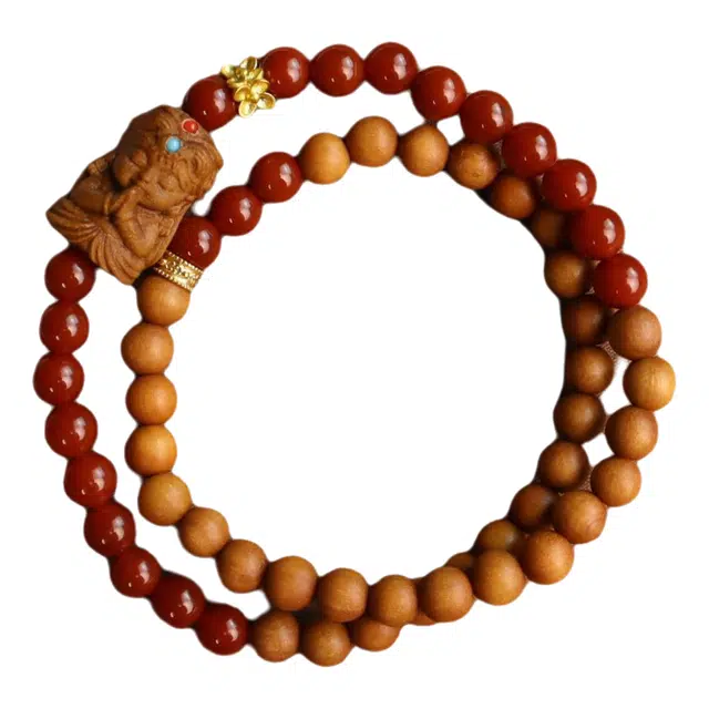 舞依翡 文玩搭配扎基拉姆双圈新中式国风复古#好运 芭比檀香 手串 男女同款情侣款