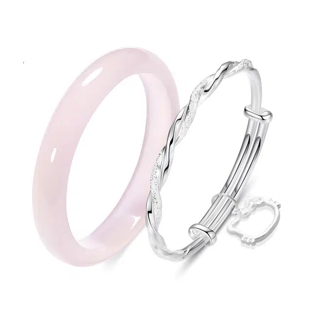 【萌趣招财猫】 琉堇 莫比乌斯爱意交织 轻奢创意创意环环相绕爱意缠绕叮当镯 极简冷淡风小清新轻奢小众设计贵妃镯 玻璃猫眼 手镯 女款