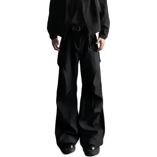 单爵 褶皱伞兵工装裤子男款美式高街休闲裤 男女同款