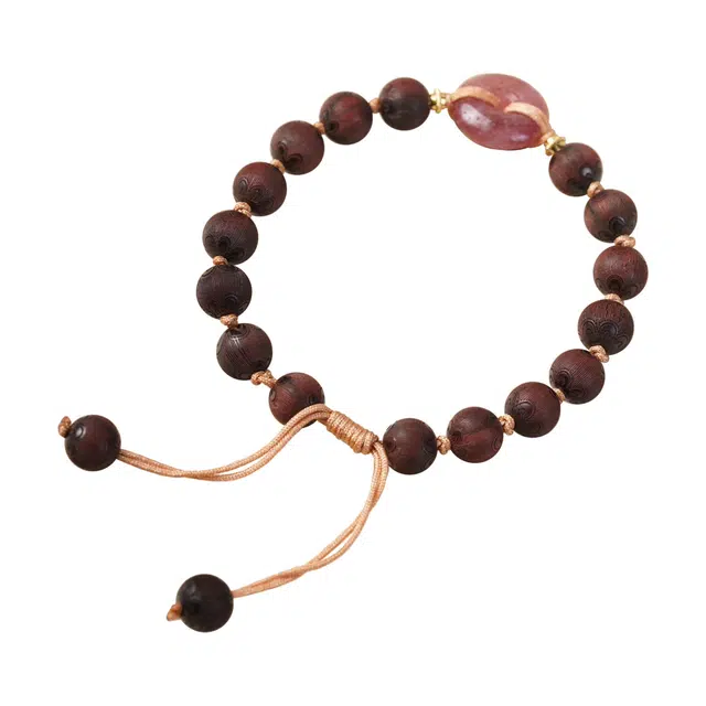 芳缘小傅 文玩佛珠本命年一帆风顺吉祥如意旺桃花财源广进平安顺遂平安扣单圈#好运 紫檀属 手串 男女同款情侣款