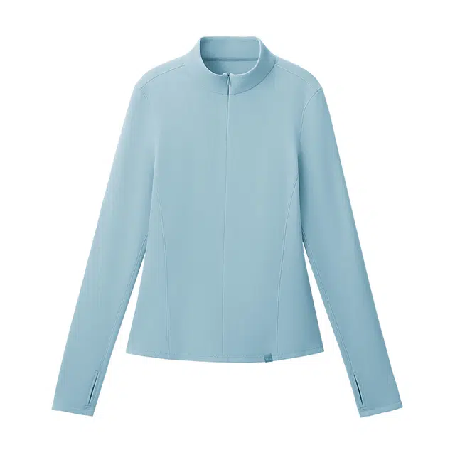 蕉下 舒适简约时尚运动百搭优雅长袖修身内搭显瘦柔软半拉链毛衣 女款