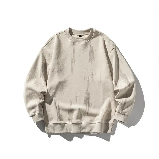 独驰 美式重磅不规则印花设计潮流宽松休闲男上衣卫衣 男女同款