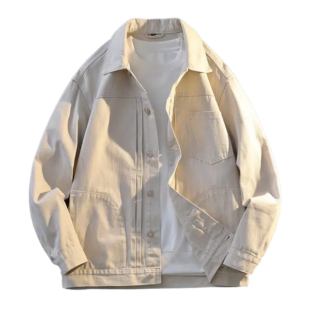 百胜狐 百胜狐高级感工装牛仔外套男春秋季百搭宽松大码阿美咔叽复古夹克 男款
