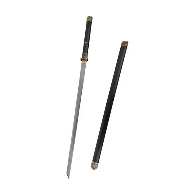 天子剑 莲心唐横刀 百炼花纹钢刃 花梨木浸染 手柄鞘材黄铜 摆件未开刃 其他静态模型