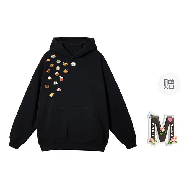 棉购 美式连帽加绒加厚慵懒风宽松卡通休闲舒适百搭外套卫衣 女款