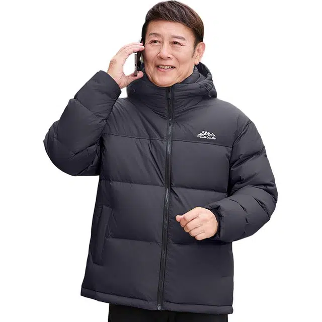 雅鹿 爸爸装加厚保暖可脱卸帽面包服防风抗寒羽绒服 男款