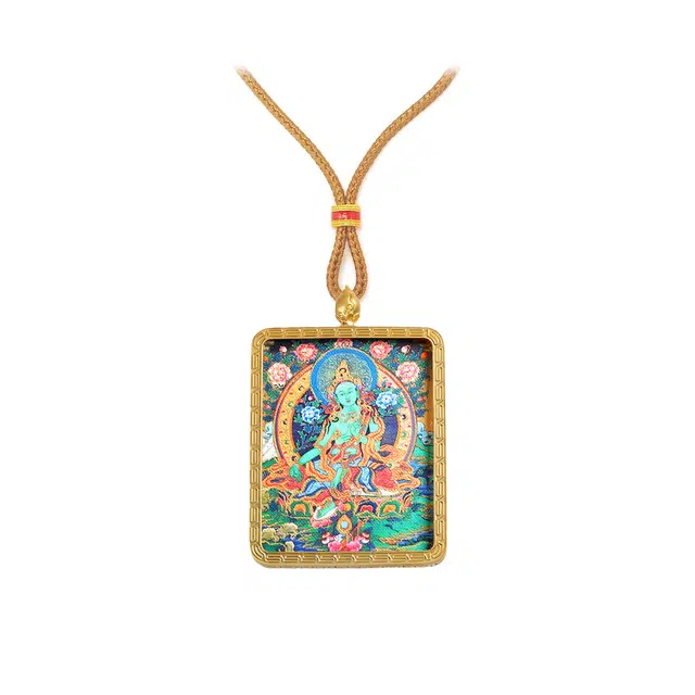 招财进宝运气好 玉临门 生肖顺利 绿度母 水逆绝缘体 水逆退散唐卡复古民族风手工绳好运 合金 项链 男女同款情侣款