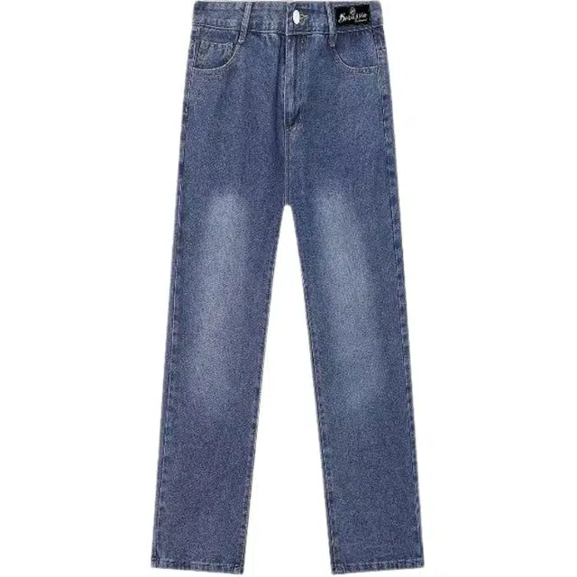 袋鼠 美式潮牌水洗直筒裤男复古宽松基础百搭阔腿休闲长裤牛仔裤 男女同款