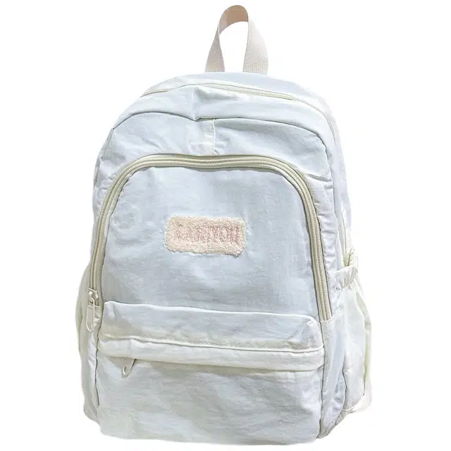 單倉 马卡龙系设计学院风背包初高中学生大容量轻便耐磨书包 尼龙布 双肩包 常规 男女同款情侣款 白色/粉色/蓝色/绿色/黑色/黄色