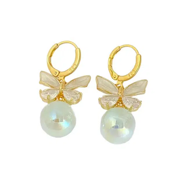 澜耀 鲛珠蝶影 轻奢高级感精致 合金 耳环 女款