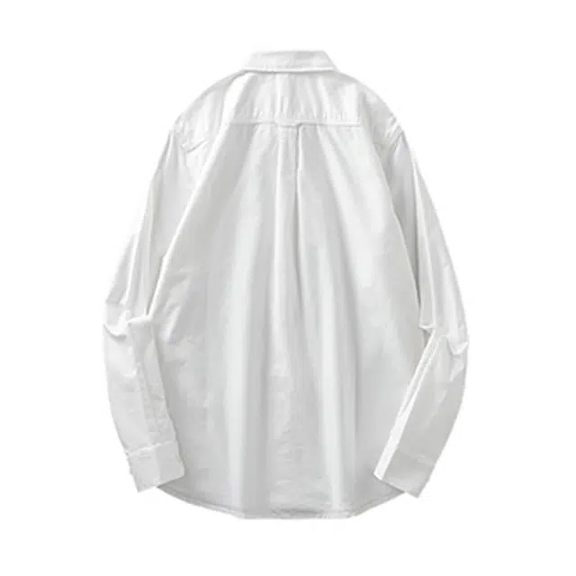 杜克恩 纯棉牛津纺纯色外套秋季美式复古高级感休闲可内搭外穿潮流百搭长袖衬衫 男女同款