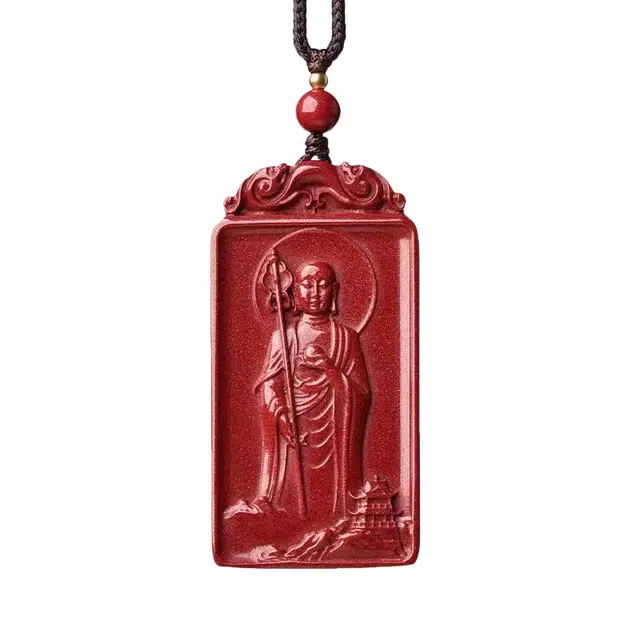 茂琼 地藏王菩萨吊坠饰品本命年无事牌项坠小众百搭高级感#好运 朱砂 项链 男女同款情侣款