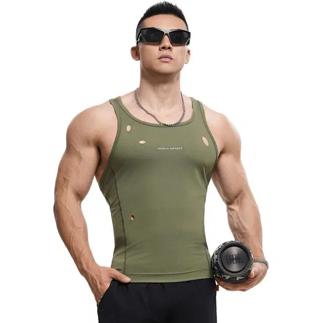 墨立方 战损美学硬汉风格不规则破洞狂野无束缚背心 男女同款