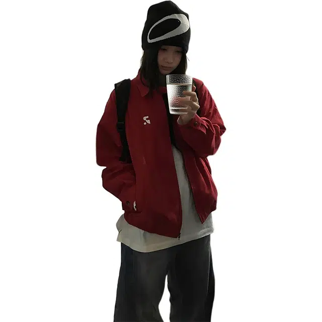 徐百货 复古短款翻领外套春秋季高级感棒球服哈灵顿夹克 男女同款
