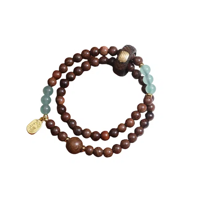 舞依翡 文玩珠串搭配跑环原创国风#好运 金丝檀木 手串 女款