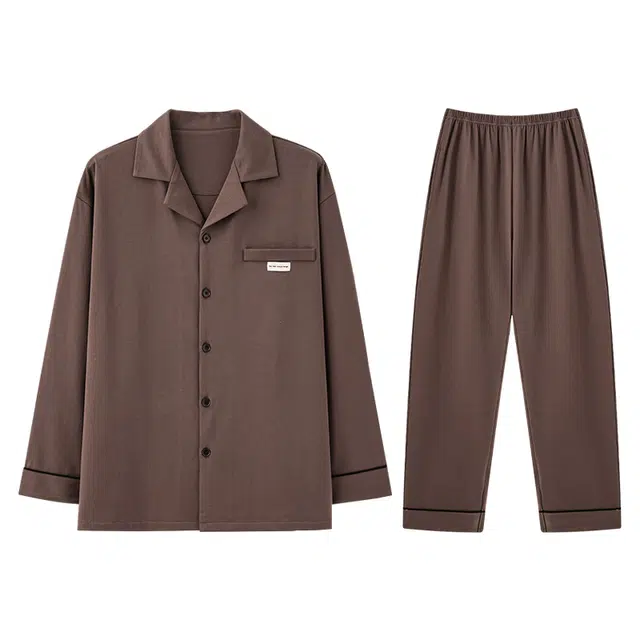 向薇 纯棉男士春夏秋冬长袖长裤青少年休闲可外穿家居服睡衣套装 男款