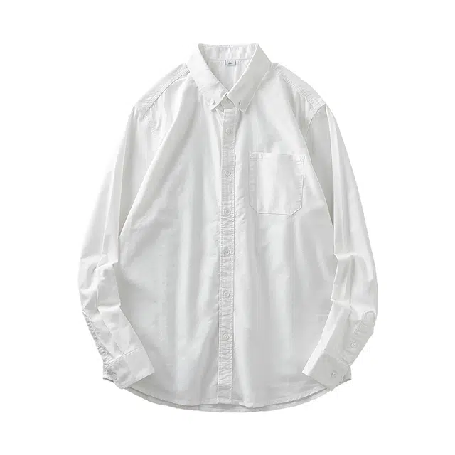 杜克恩 纯棉牛津纺纯色外套秋季美式复古高级感休闲可内搭外穿潮流百搭长袖衬衫 男女同款