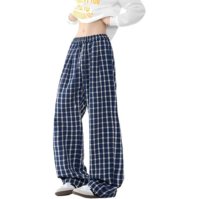 【格子新潮可穿230斤】布客行 美式复古港风回潮嘻哈低腰运动时尚百搭户外日常出街垂感宽松舒适华棉直筒长裤子休闲裤 男女同款