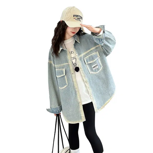 帕兰朵 潮流时尚百搭宽松舒适休闲运动工艺其他儿童牛仔衬衫 春秋 青少年