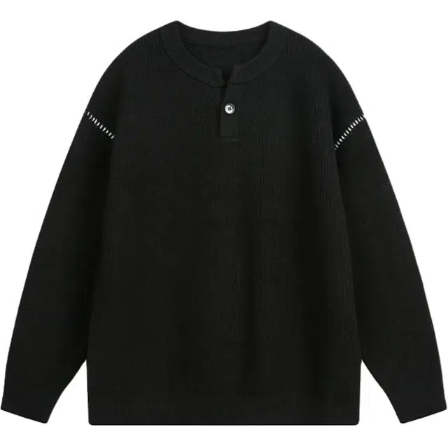 奇迹街区 复古简约纯色潮宽松打底线衫长袖针织衫 男女同款