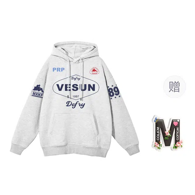 棉购 美式嘻哈字母高街休闲百搭连帽宽松卫衣 男女同款