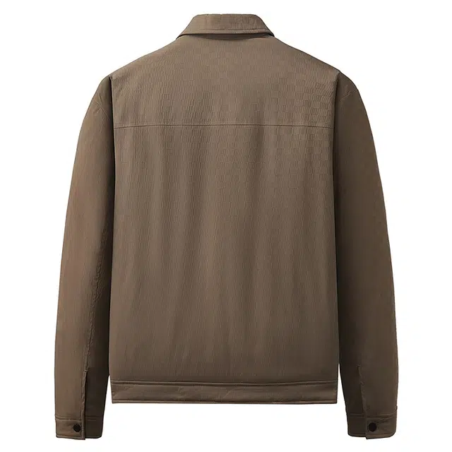 与狼共舞 石墨烯内胆蓄热格纹提花时尚翻领通勤百搭舒暖夹克外套 男款