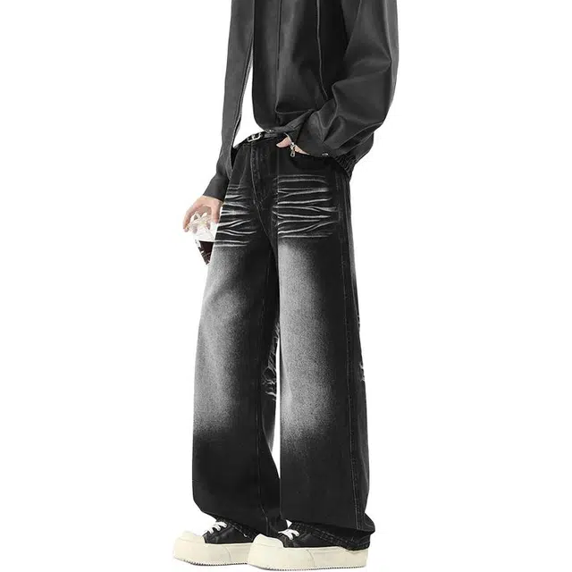 太子龍 美式复古水洗春秋夏直筒休闲百搭运动长裤牛仔裤 男款