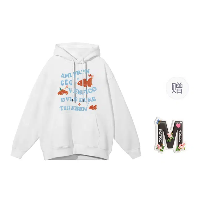 棉购 韩系卡通可爱风休闲上衣基础款学生潮流时尚百搭绒衫宽松卫衣 女款