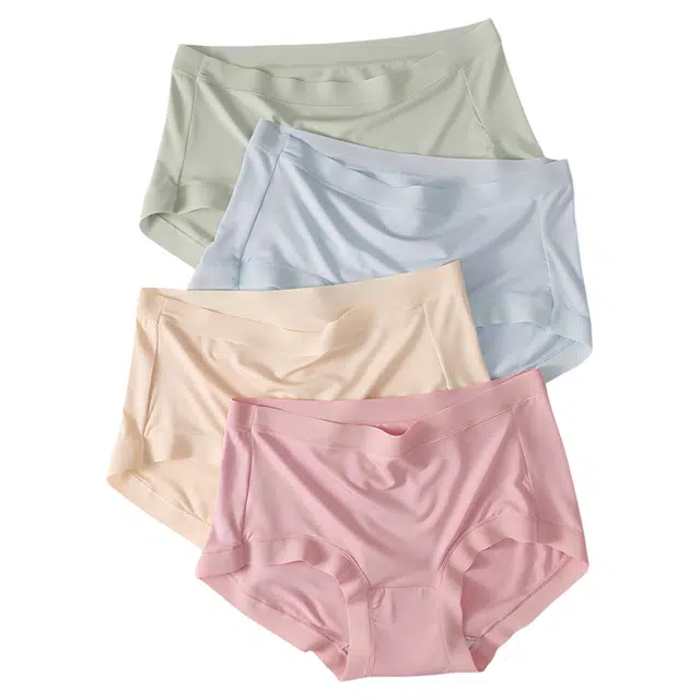 潞优野 高端品质裸感纯棉抗菌蚕丝全棉裆无痕薄款中腰透气短裤头三角内裤 女款
