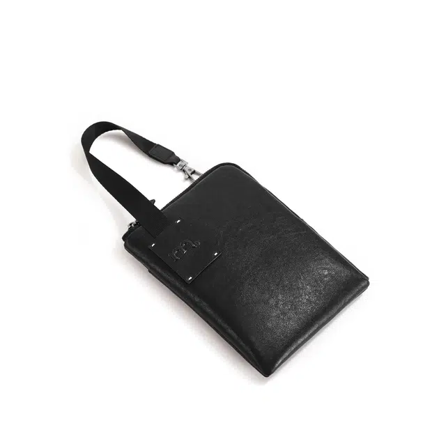 妙迪 轻便百搭旅行证件包收纳袋 牛皮革 钱包 男女同款情侣款 子夜黑