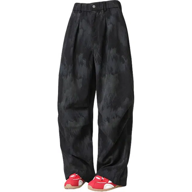 希越 轻奢潮牌美式扎染宽松阔腿灯芯绒直筒百搭休闲裤 男款