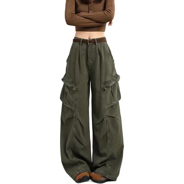 如续 轻美式辣妹工装裤阔腿宽松牛仔裤 女款