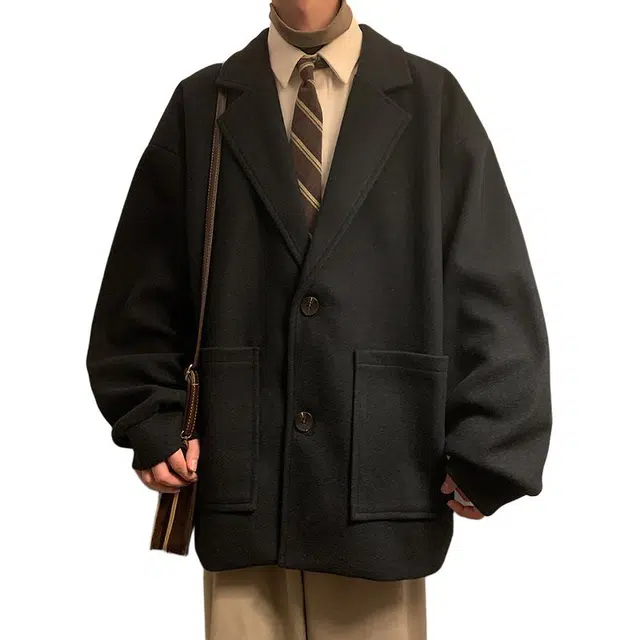 佐菲利 单排扣休闲舒适百搭纯色长袖大衣 男女同款