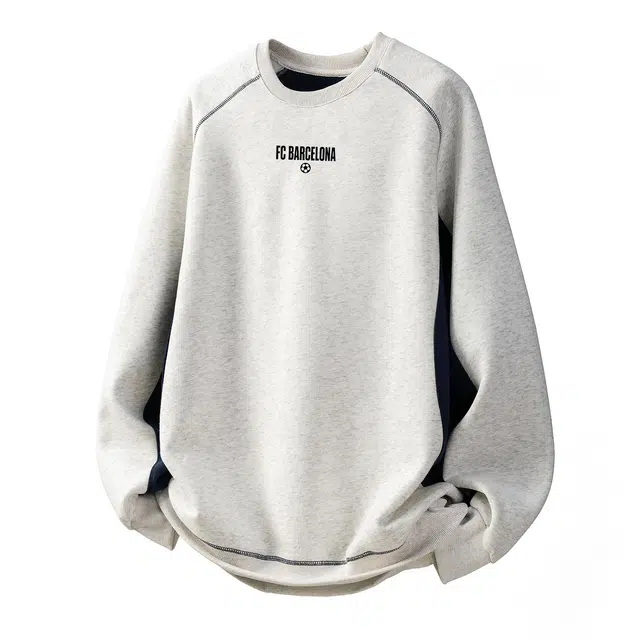 巴塞罗那足球俱乐部 美式复古学院风小众百搭宽松日常休闲字母印花设计感圆领卫衣 男女同款