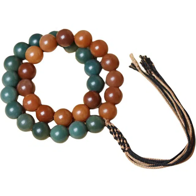 得笙陌 黄绿玉米结款招财进宝新中式复古#好运 菩提根 手串 男女同款情侣款