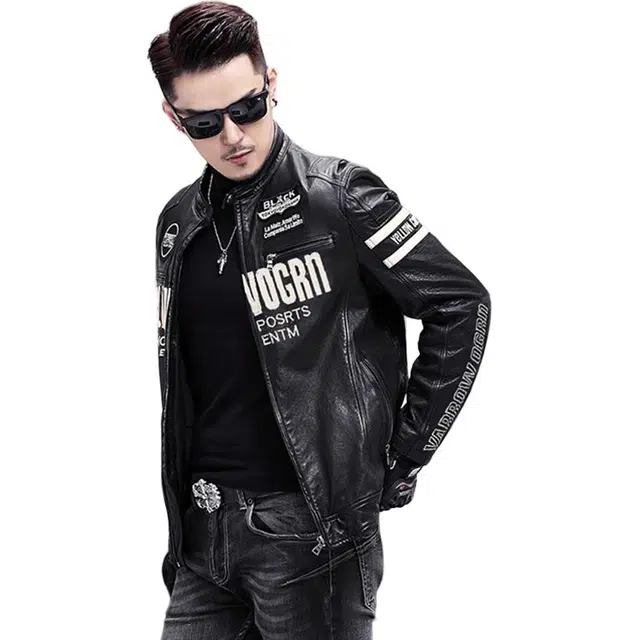 比利斯山羊 时尚小立领领牛皮真皮皮衣 男女同款