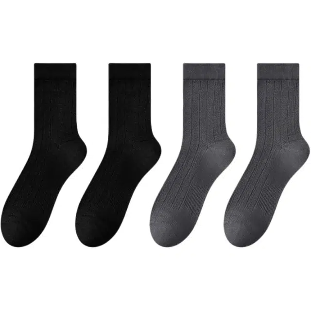 妮轻 超薄款网眼透气纯色简约中筒袜 男款