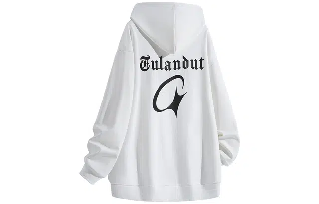 图兰朵 美式宽松休闲街头简约印花连帽落肩卫衣 男女同款