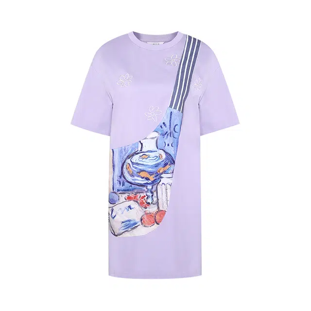 两三事 盛满仲夏 法式时尚设计简约宽松休闲舒适短袖连衣裙 女款